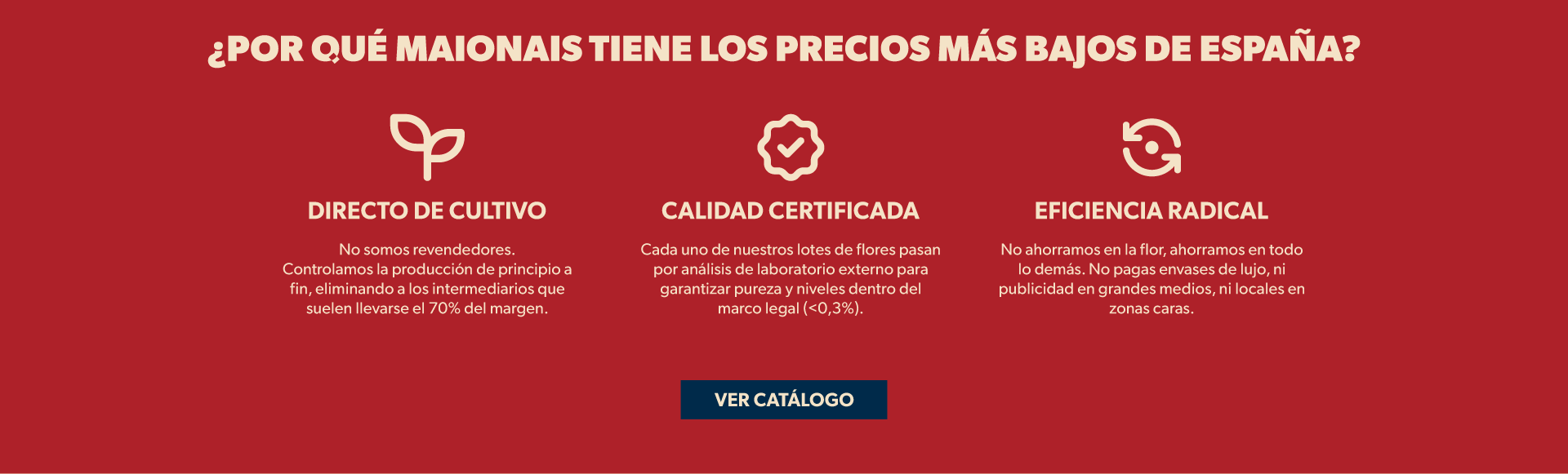 ¿Por qué Maionais tiene los precios más bajos de España? Directo de cultivo, calidad certificada y eficiencia radical. Ver catálogo